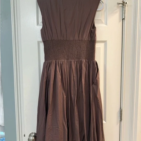 Anthropologie The Tommie Cap-Sleeve Smocked Front-Zip Shirt Dress - Picture 4 of 5